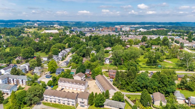 Aerial view of the Morgantown neighborhood near campus